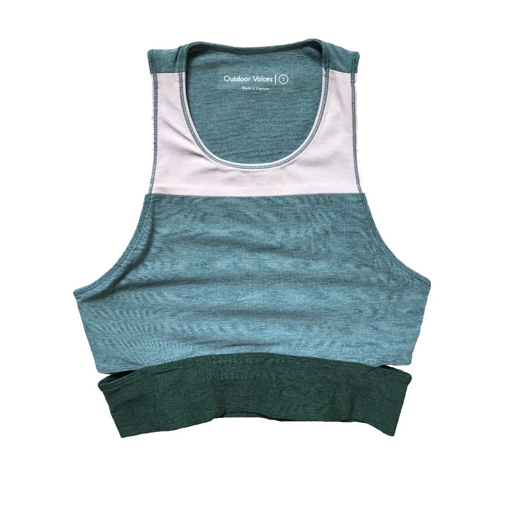 NWOT Outdoor Voices Tri-Tone Slashback Crop Top